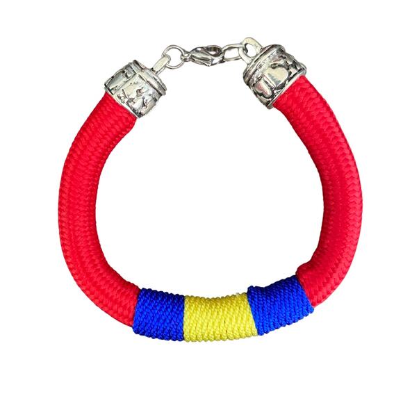 Colombian Artisan Made Necklace & Bracelet Set Hand Crafted Red Medium - Picture 4 of 5